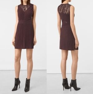 All Saints Ula Burgundy Lace Mini Dress